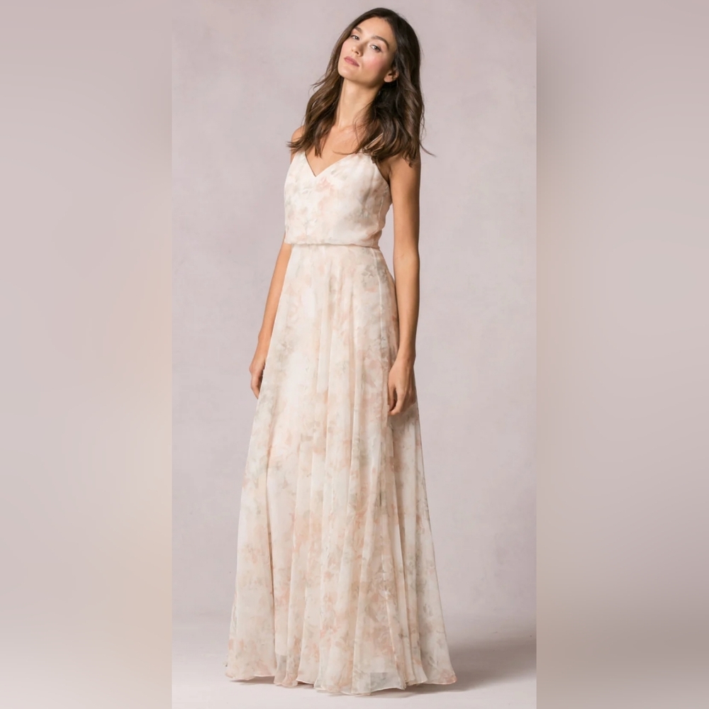 Jenny Yoo Inesse Maxi Dress Sz 12 Watercolor Garden Blush Pink Bridal Formal